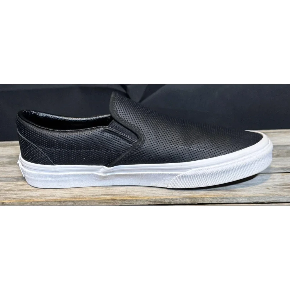 Vans Slip-On Shoes Mens Size 8 Womens 9.5 Black Perforated Skate Sneakers
